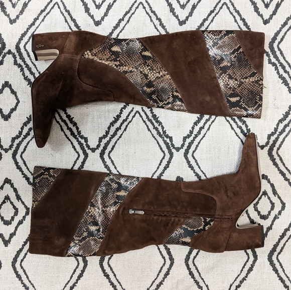 NEW Sam Edelman Hai Mixed Snake Leather Boot - Picture 6 of 9